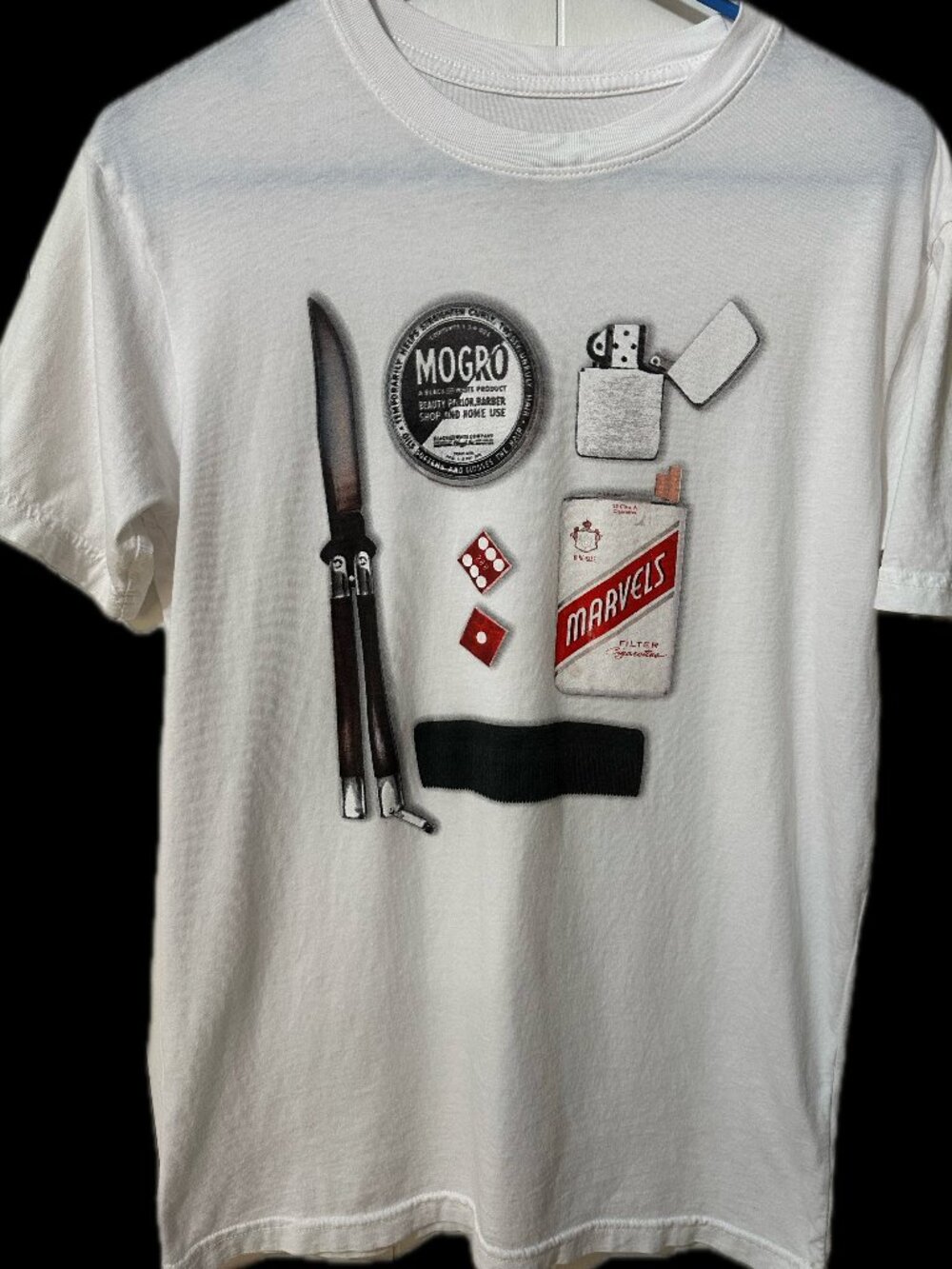 MOGRO Pomade Barber Graphic Tee Vintage Americana Streetwear Shirt White S